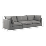 Mackenzie 120" Linen Textured Fabric Upholstered 3pc. Modular Sofa in Grey