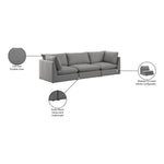 Mackenzie 120" Linen Textured Fabric Upholstered 3pc. Modular Sofa in Grey