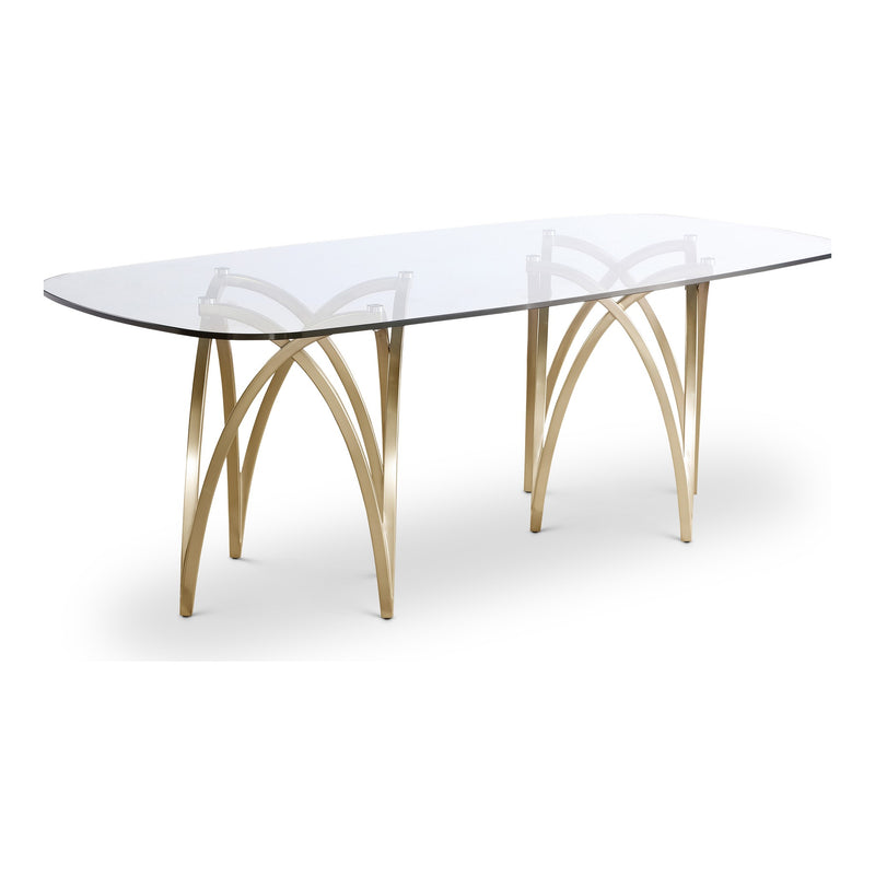 Madelyn 90.5" Glass Top And Metal Base Dining Table in Gold