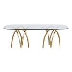 Madelyn 90.5" Glass Top And Metal Base Dining Table in Gold