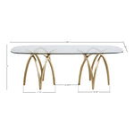 Madelyn 90.5" Glass Top And Metal Base Dining Table in Gold