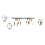 Madelyn 90.5" Glass Top And Metal Base Dining Table in Gold