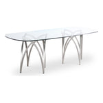 Madelyn 90.5" Glass Top And Metal Base Dining Table in Silver