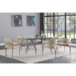 Madelyn 90.5" Glass Top And Metal Base Dining Table in Silver