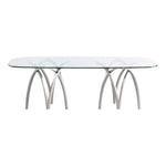 Madelyn 90.5" Glass Top And Metal Base Dining Table in Silver