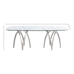 Madelyn 90.5" Glass Top And Metal Base Dining Table in Silver