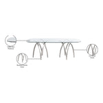 Madelyn 90.5" Glass Top And Metal Base Dining Table in Silver
