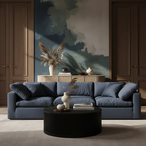 Madera Oak Veneer And Solid Wood With Caster Wheels Coffee Table in Black