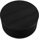 Madera Oak Veneer And Solid Wood With Caster Wheels Coffee Table in Black