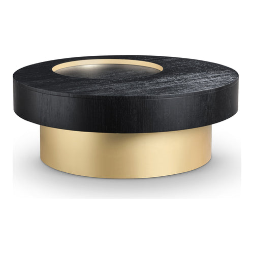Makai Oak Veneer Top And Metal Base Coffee Table in Black