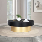 Makai Oak Veneer Top And Metal Base Coffee Table in Black