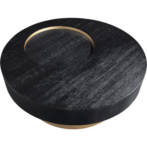 Makai Oak Veneer Top And Metal Base Coffee Table in Black