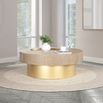Makai Oak Veneer Top And Metal Base Coffee Table in Natural