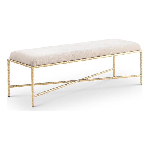 Valley Chenille Fabric Upholstered Bench (22064-) in Beige
