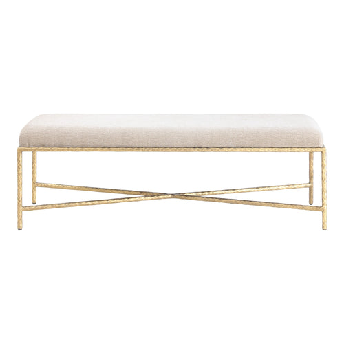 Valley Chenille Fabric Upholstered Bench (22064-) in Beige
