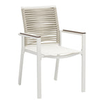 Maldives Mesh And Rope Fabric Outdoor Patio Dining Arm Chair in Beige