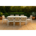 Maldives Mesh And Rope Fabric Outdoor Patio Dining Arm Chair in Beige