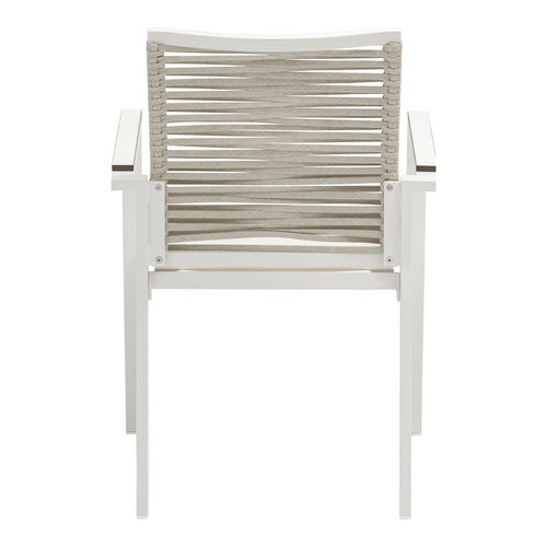Maldives Mesh And Rope Fabric Outdoor Patio Dining Arm Chair in Beige