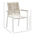 Maldives Mesh And Rope Fabric Outdoor Patio Dining Arm Chair in Beige