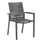 Maldives Mesh And Rope Fabric Outdoor Patio Dining Arm Chair in Grey