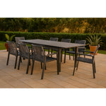 Maldives Mesh And Rope Fabric Outdoor Patio Dining Arm Chair in Grey