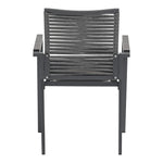 Maldives Mesh And Rope Fabric Outdoor Patio Dining Arm Chair in Grey