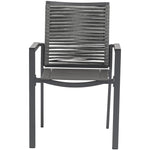 Maldives Mesh And Rope Fabric Outdoor Patio Dining Arm Chair in Grey