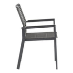 Maldives Mesh And Rope Fabric Outdoor Patio Dining Arm Chair in Grey