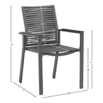Maldives Mesh And Rope Fabric Outdoor Patio Dining Arm Chair in Grey