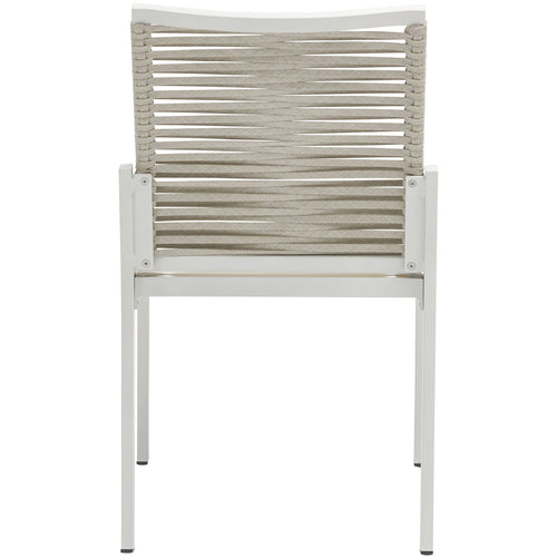 Maldives Mesh And Rope Fabric Outdoor Patio Dining Side Chair in Beige