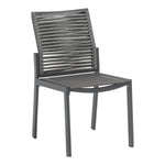 Maldives Mesh And Rope Fabric Outdoor Patio Dining Side Chair in Grey