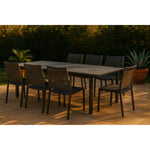 Maldives Mesh And Rope Fabric Outdoor Patio Dining Side Chair in Grey