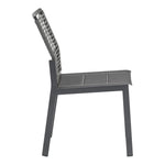 Maldives Mesh And Rope Fabric Outdoor Patio Dining Side Chair in Grey