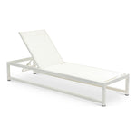 Maldives Adjustable Mesh Water Resistant Fabric Outdoor Patio Adjustable Sun Chaise Lounge in Cream