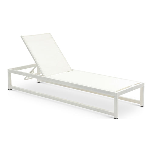 Maldives Adjustable Mesh Water Resistant Fabric Outdoor Patio Adjustable Sun Chaise Lounge in Cream