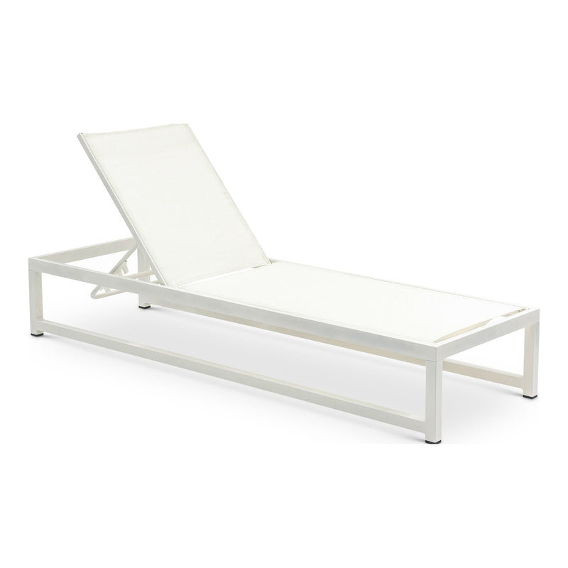 Maldives Adjustable Mesh Water Resistant Fabric Outdoor Patio Adjustable Sun Chaise Lounge in Cream