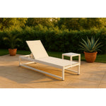 Maldives Adjustable Mesh Water Resistant Fabric Outdoor Patio Adjustable Sun Chaise Lounge in Cream