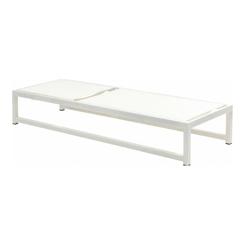 Maldives Adjustable Mesh Water Resistant Fabric Outdoor Patio Adjustable Sun Chaise Lounge in Cream
