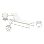 Maldives Adjustable Mesh Water Resistant Fabric Outdoor Patio Adjustable Sun Chaise Lounge in Cream