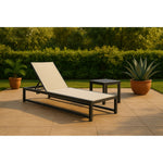 Maldives Adjustable Mesh Water Resistant Fabric Outdoor Patio Adjustable Sun Chaise Lounge in Cream