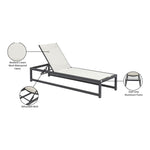 Maldives Adjustable Mesh Water Resistant Fabric Outdoor Patio Adjustable Sun Chaise Lounge in Cream