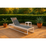 Maldives Adjustable Mesh Water Resistant Fabric Outdoor Patio Adjustable Sun Chaise Lounge in Grey