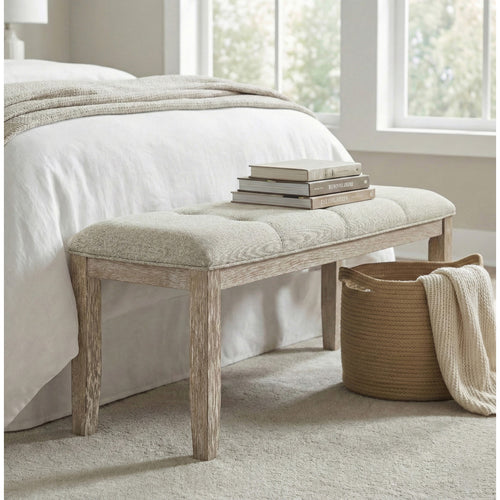 Ananda Fabric Upholstered Bench in Beige