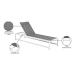 Maldives Adjustable Mesh Water Resistant Fabric Outdoor Patio Adjustable Sun Chaise Lounge in Grey