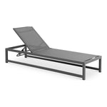 Maldives Adjustable Mesh Water Resistant Fabric Outdoor Patio Adjustable Sun Chaise Lounge in Grey