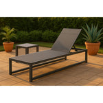 Maldives Adjustable Mesh Water Resistant Fabric Outdoor Patio Adjustable Sun Chaise Lounge in Grey