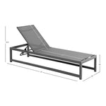 Maldives Adjustable Mesh Water Resistant Fabric Outdoor Patio Adjustable Sun Chaise Lounge in Grey