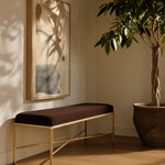Valley Chenille Fabric Upholstered Bench (22064-) in Brown