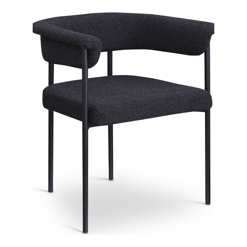 Malin Boucle Fabric Upholstered Dining Chair in Black
