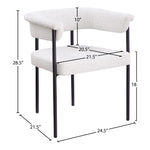 Malin Boucle Fabric Upholstered Dining Chair in Cream